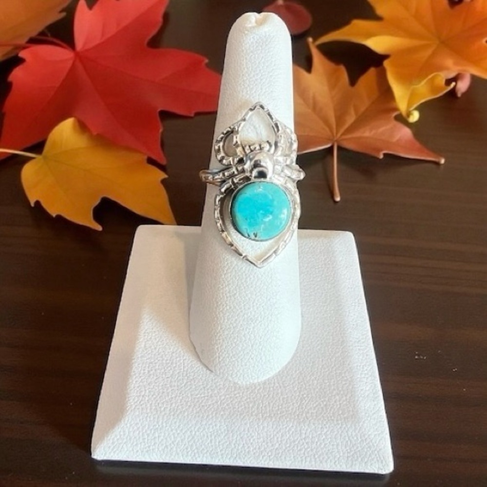 Kingman Turquoise Spider Ring – Size 6.5